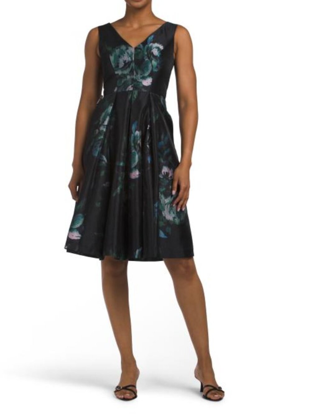 KAY UNGER Black/Green Brooke Midi Dress
